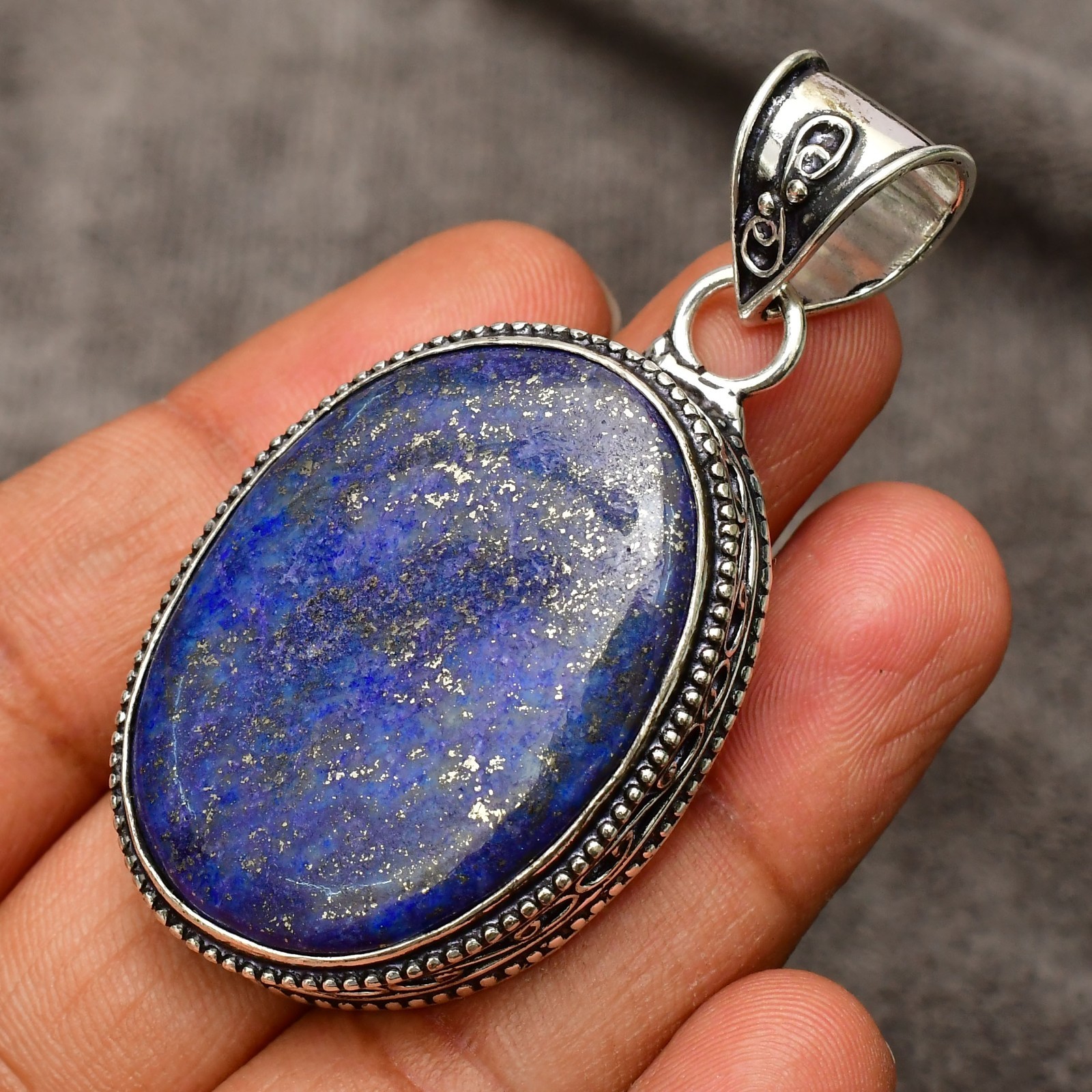 Lapis Lazuli Gemstone 925 Sterling Silver Handmade Pendant Approx – 1.97″