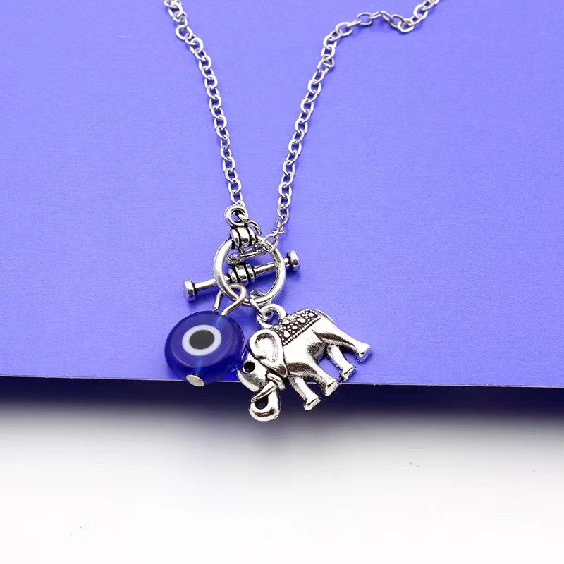 Fashion Women Evil Eye Necklace Protect Lucky Flowers Tree Elephant Pendant 1732