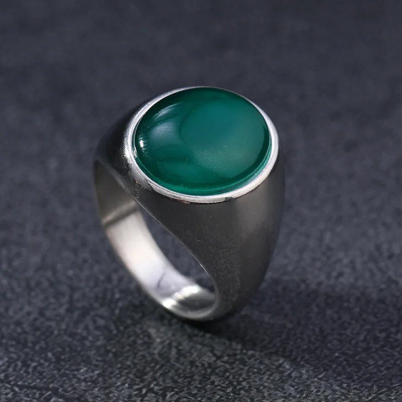 Stainless Steel Stone Ring Oval Tension Setting Vintage Wedding Unisex Jewelry