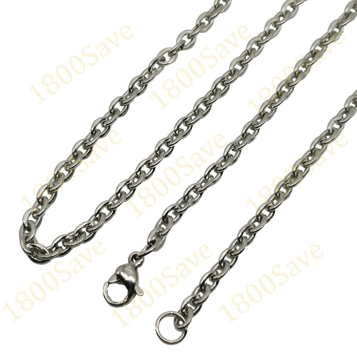 Real 18K White Gold Filled 2mm/3mm 16/18/20/22/24/26″ Cable Chain Necklace H146W