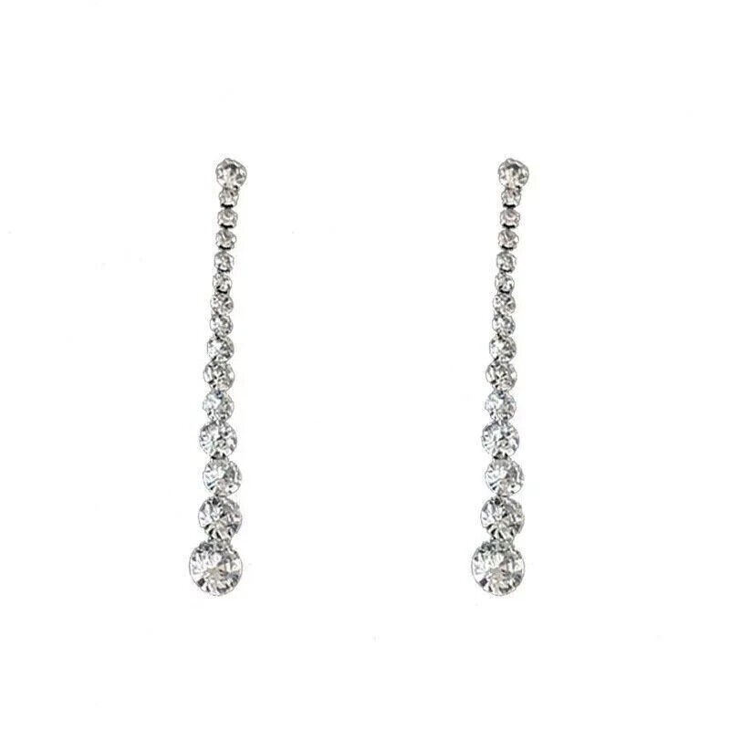 Stunning Drop Dangle Earring Round Cut Simulated Diamond 14k White Gold Plated