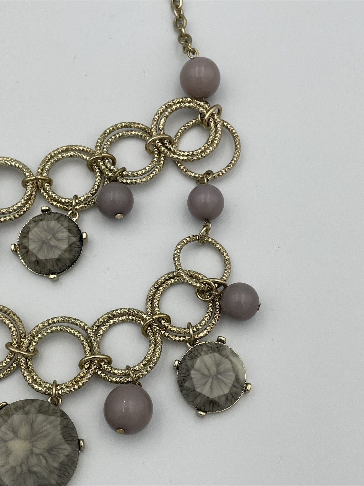 Vintage Unique Lavender Lucite, Facet statement Bib necklace