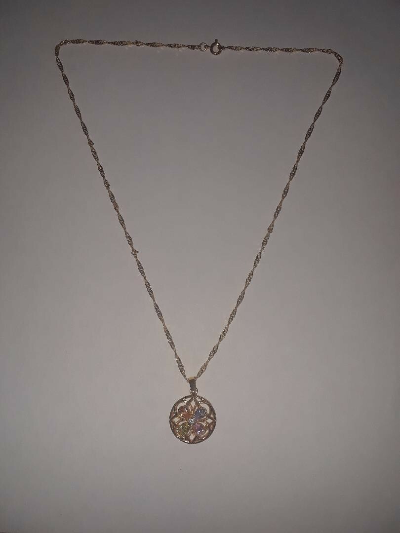 18k gold plated multicolored pendant necklace 