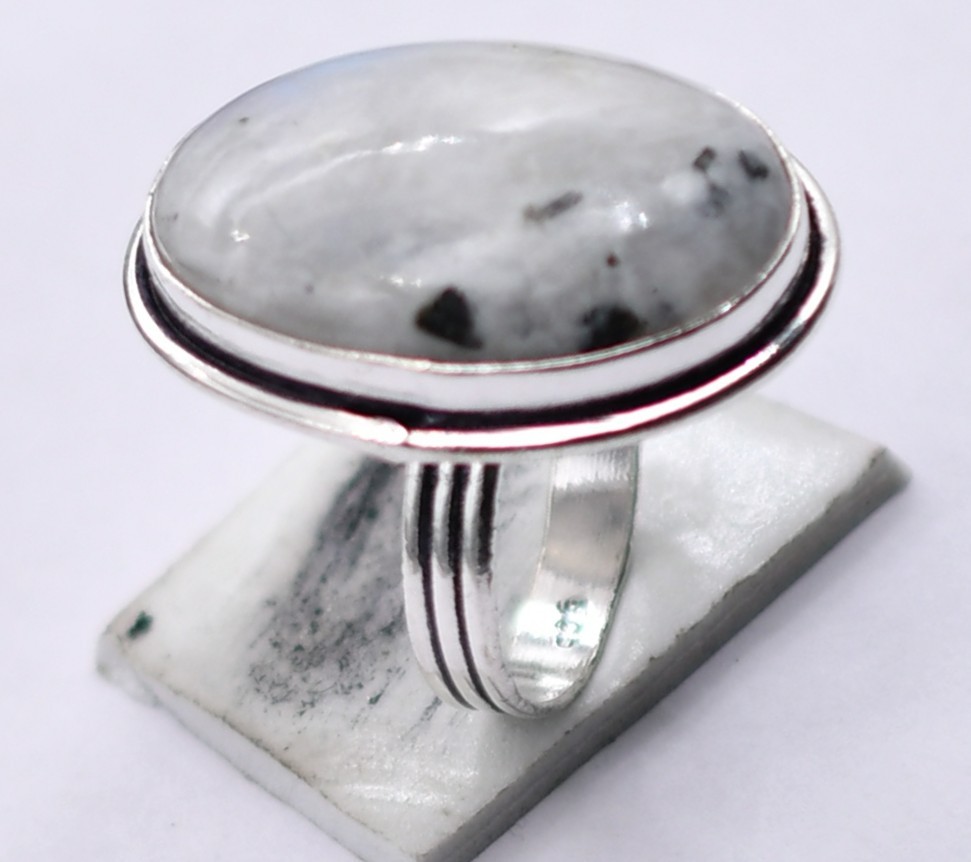 Moonstone Natural Gemstone Antique Silver Ring US Size-9.25 R 5127