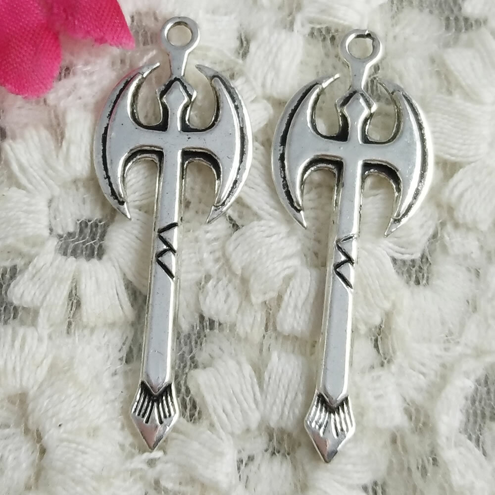 Free Ship 44 Pcs Antique Silver Axe Charms Pendant 37X14MM H-1944