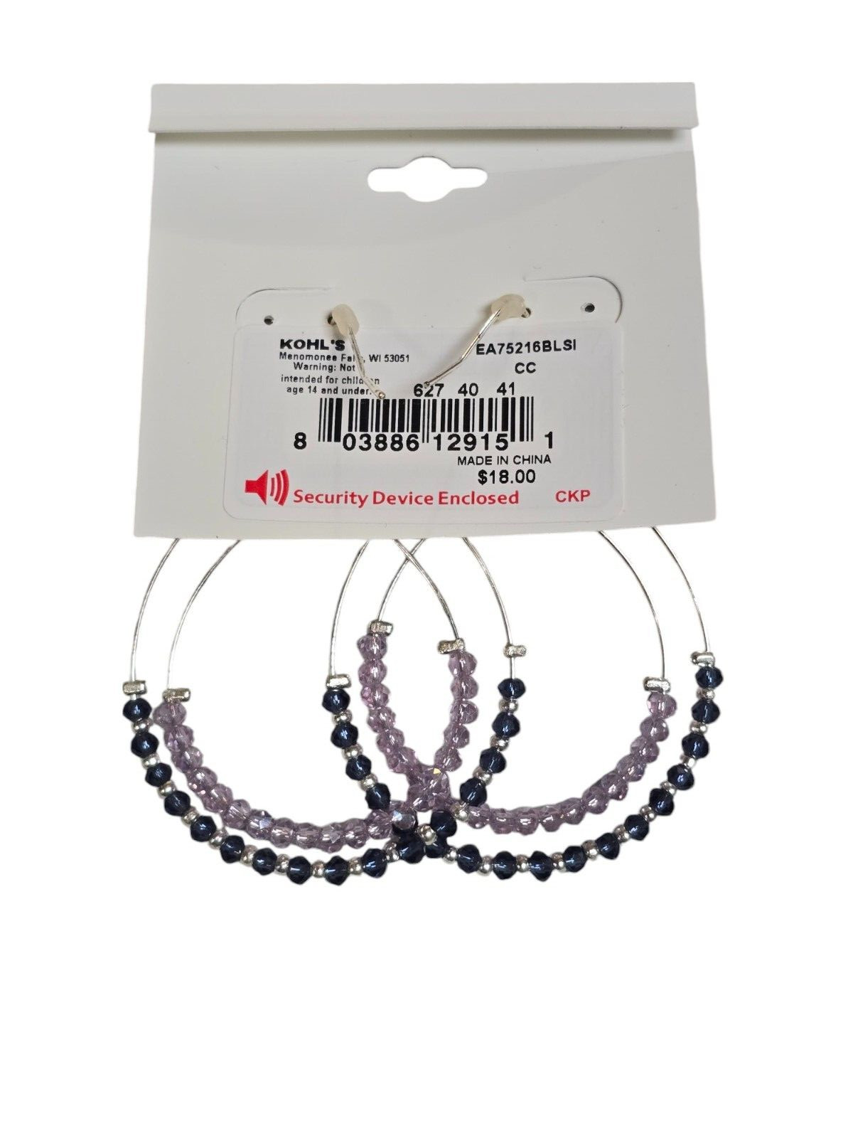 LC Lauren Conrad Women’s Hook Silver Plated Frontal Hoop Earrings Blue, Lavender