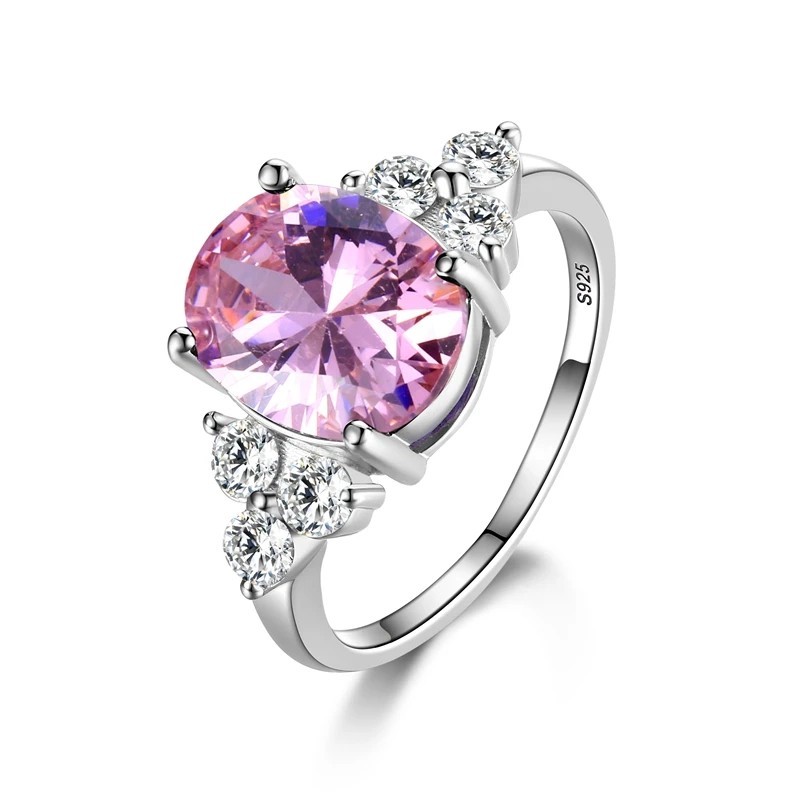 Sterling 925 Silver Women Ring Oval Zircon Engagement , Anniversary, Gift