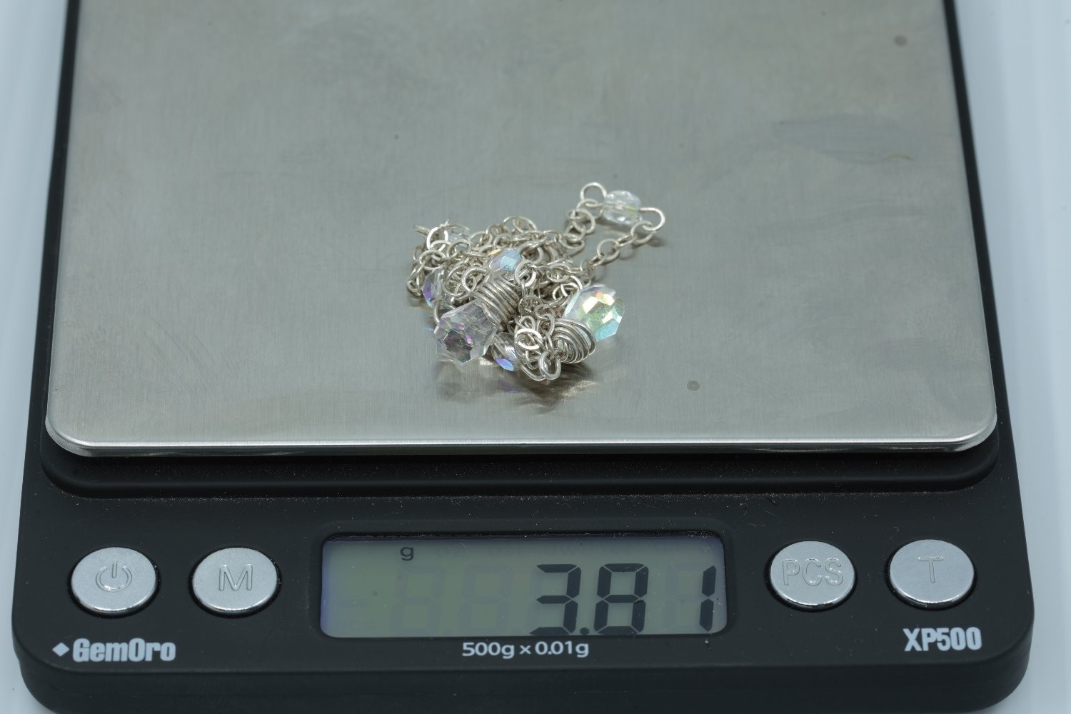Necklace Approx 10 Inch Silver Metal Double Drop Design Tone Crystal Lariat Wire