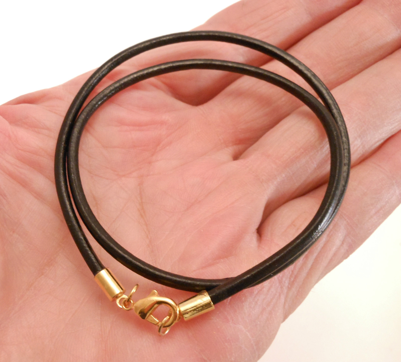 Black Leather Cord Surfer Choker Necklace 3mm – Unisex