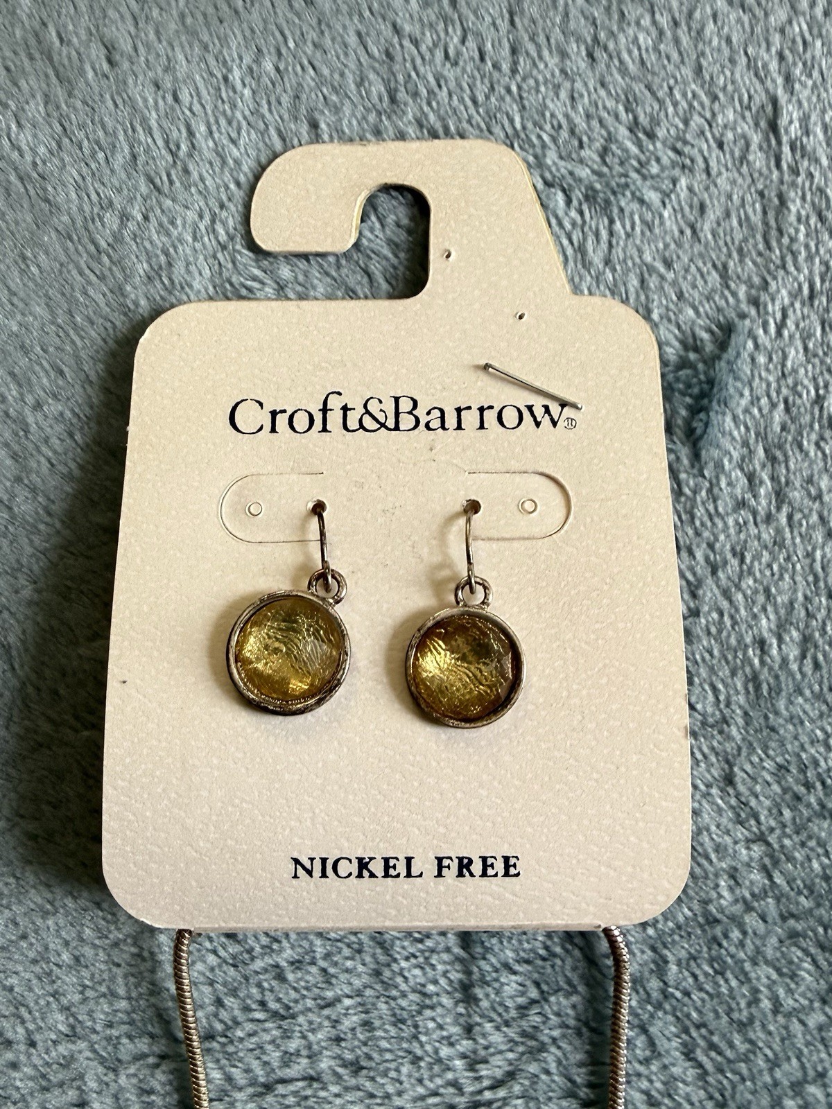 Croft & Barrow Necklace & Earrings Set – Gold-Tone Resin Pendant – Nickel Free