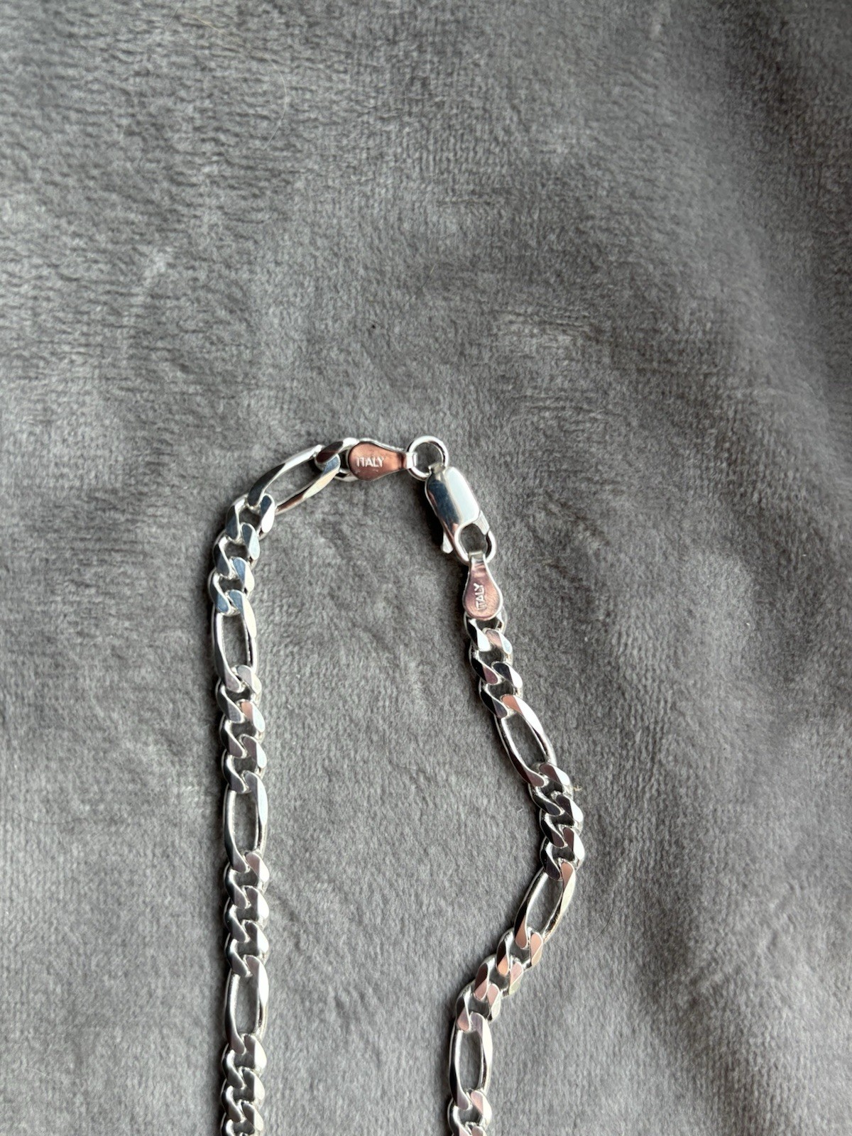 925 solid Sterling Silver 5mm Figaro Chain. Lobster Clasp made in Italy
