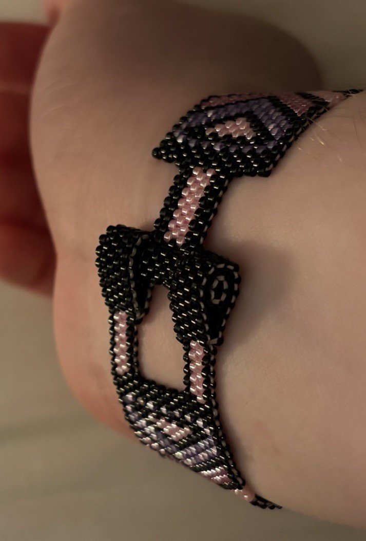 Handmade Miyuki Delica Bead Geometric Cuff Bracelet Toggle Closure