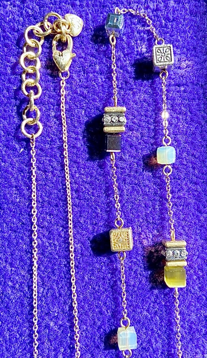 BRIGHTON SILENT CODE OPALESCENT+IRIDESCENT CRYSTAL LONG STATION NECKLACE VG✨$102