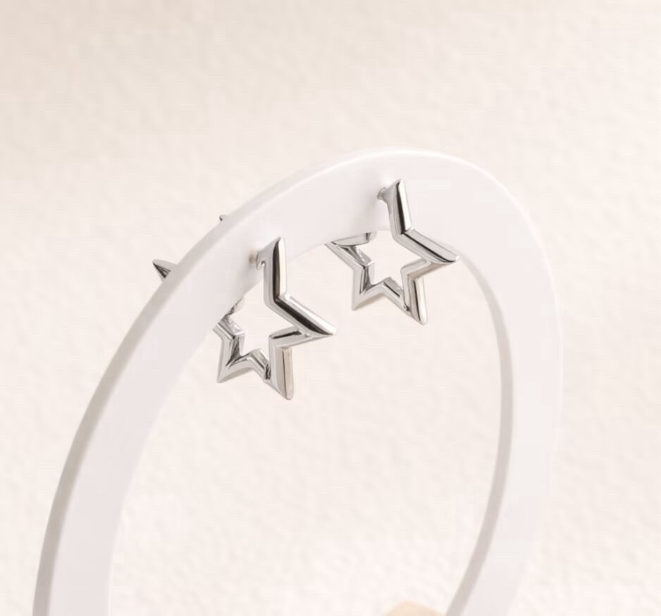 13mm Star Hoop Earrings,Celestial Jewelry,Tiny Star Hoops 925 Sterling Silver 38