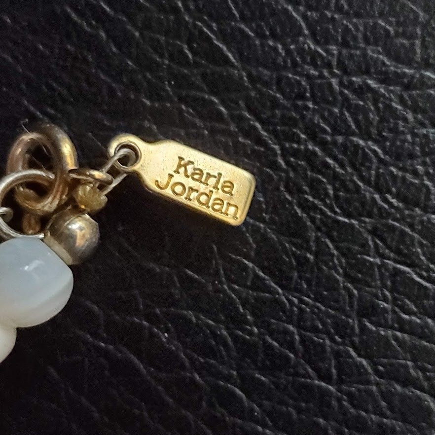 Karla Jordan Mother of Pearl Shell Acrylic Necklace White Iridescent Coastal
