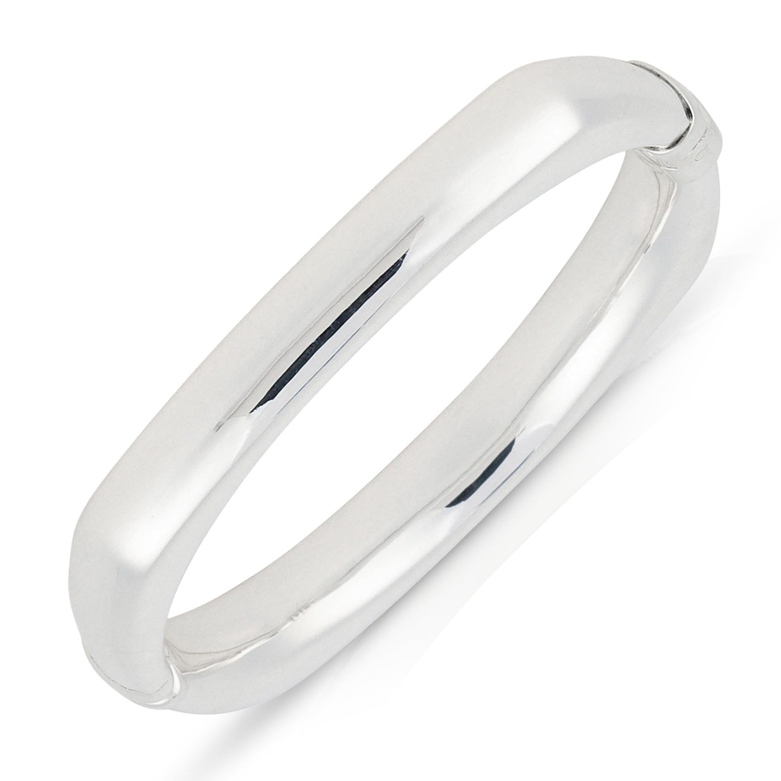 925 Sterling Silver Polished Square Bangle Bracelet 7 Inch Hinged Cuff