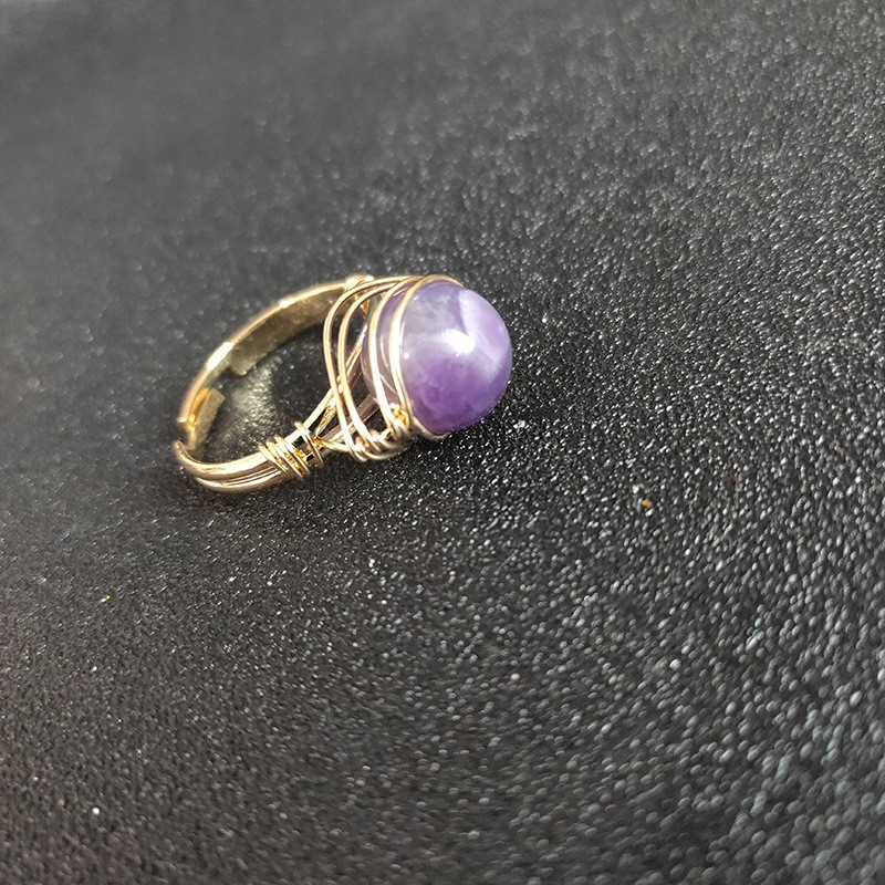 10 Pcs Healing Crystal Adjustable Rings Minimalist Natural Stone Jewelry Gift