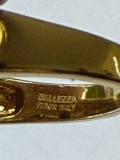 Onyx-like Bellezza Black Spinel Italian Goldtone Ring SIZE 8 stamped ITAOR ITALY