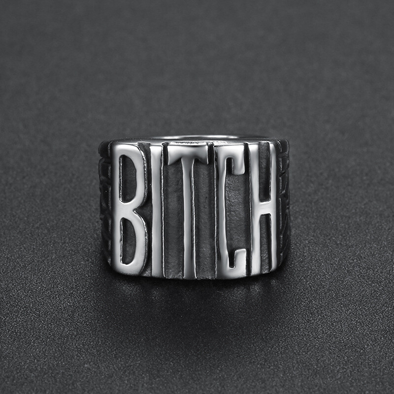 Punk Style BITCH Ring Stainless Steel Men Women Party Accessories Ring Biker New