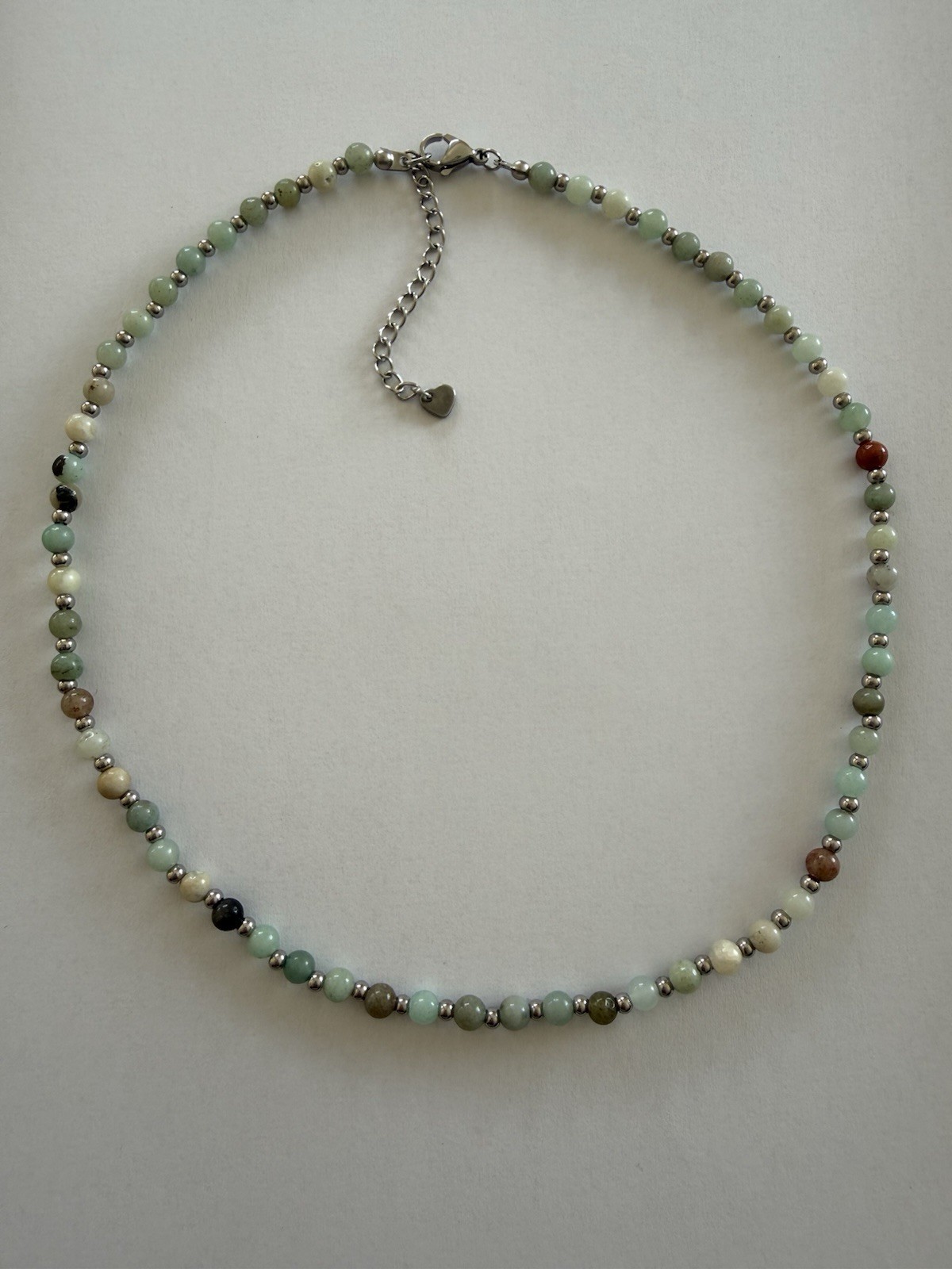 Women’s Aventurine Natural Stone Stainless Steel Silver Fashion Necklace UK