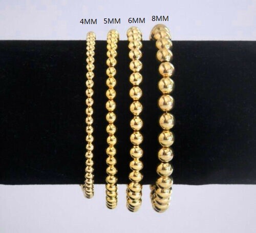 Boho Luxury 14K Gold Filled Bead Beaded Stretch Bracelets Jewelry Gift Men Women