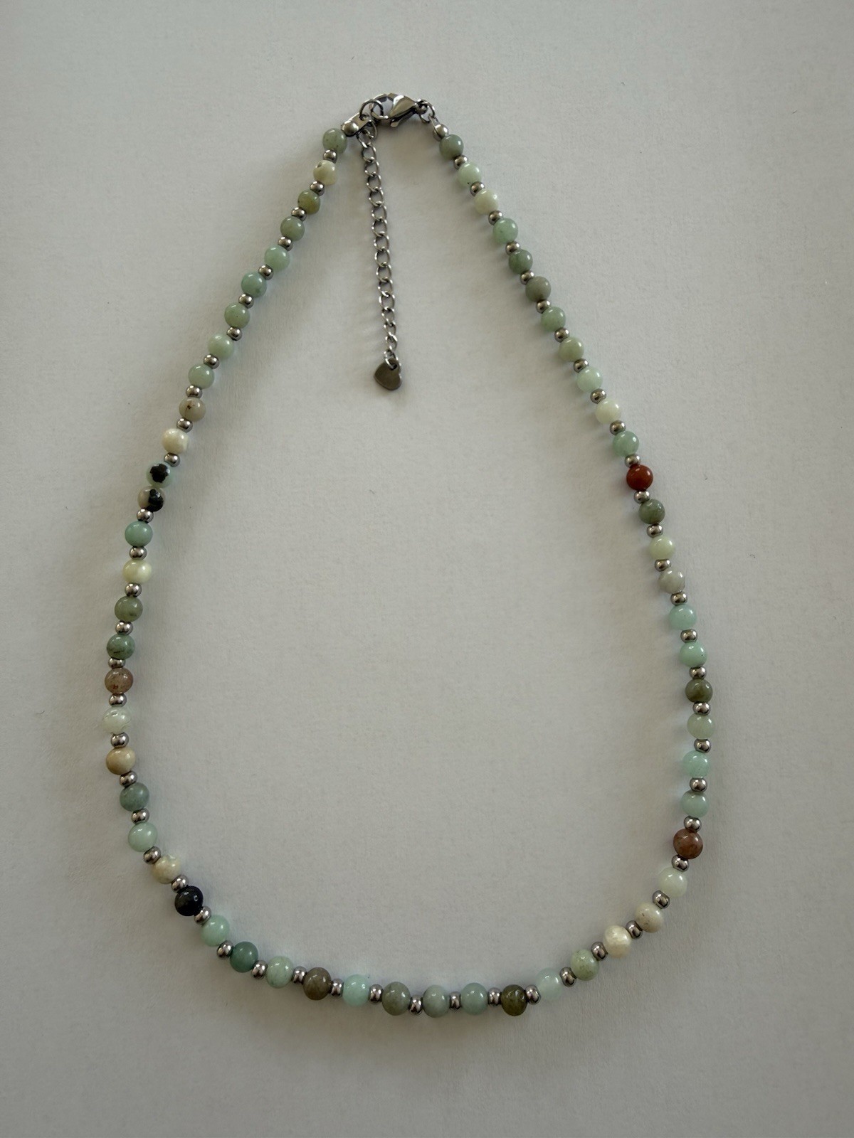 Women’s Aventurine Natural Stone Stainless Steel Silver Fashion Necklace UK