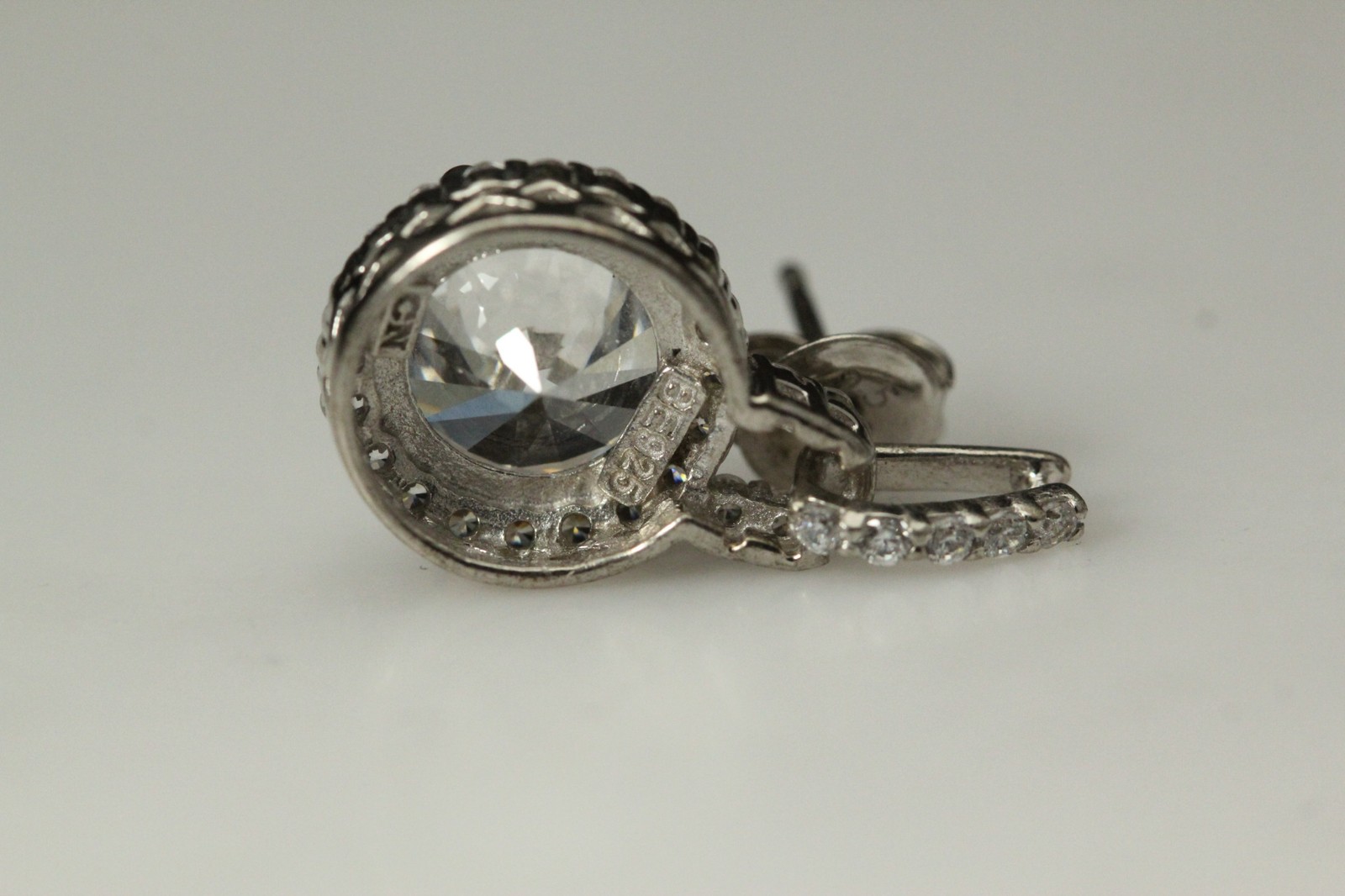 925 Sterling Silver Cubic Zirconia Halo Post Earrings 5.6 Grams (EAR5847)