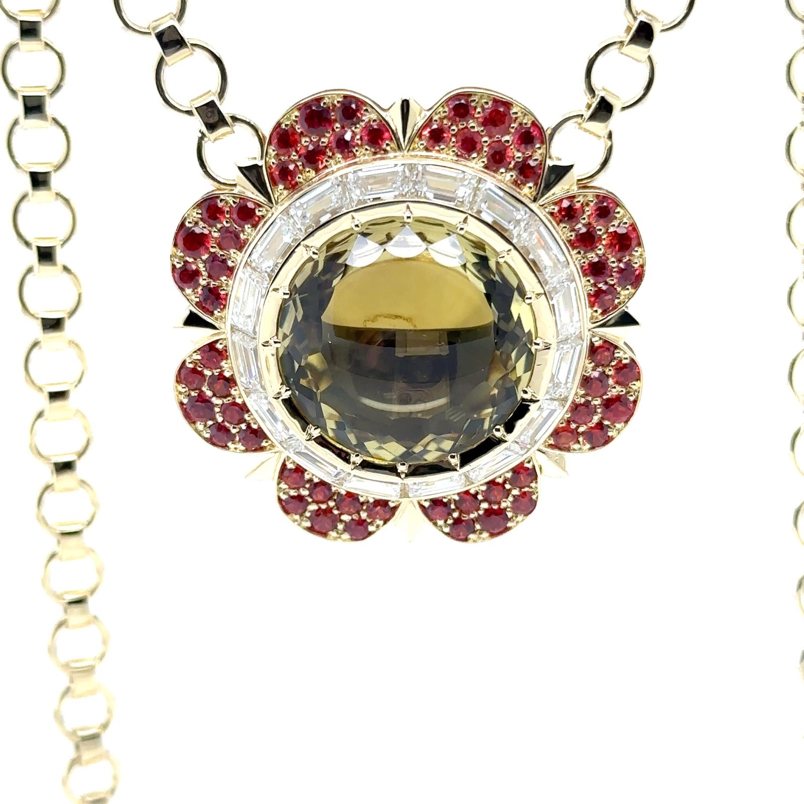 Topaz and Diamond’s Sapphire Gold 18 k , Necklace 20.5 inches TW 53.7 grams
