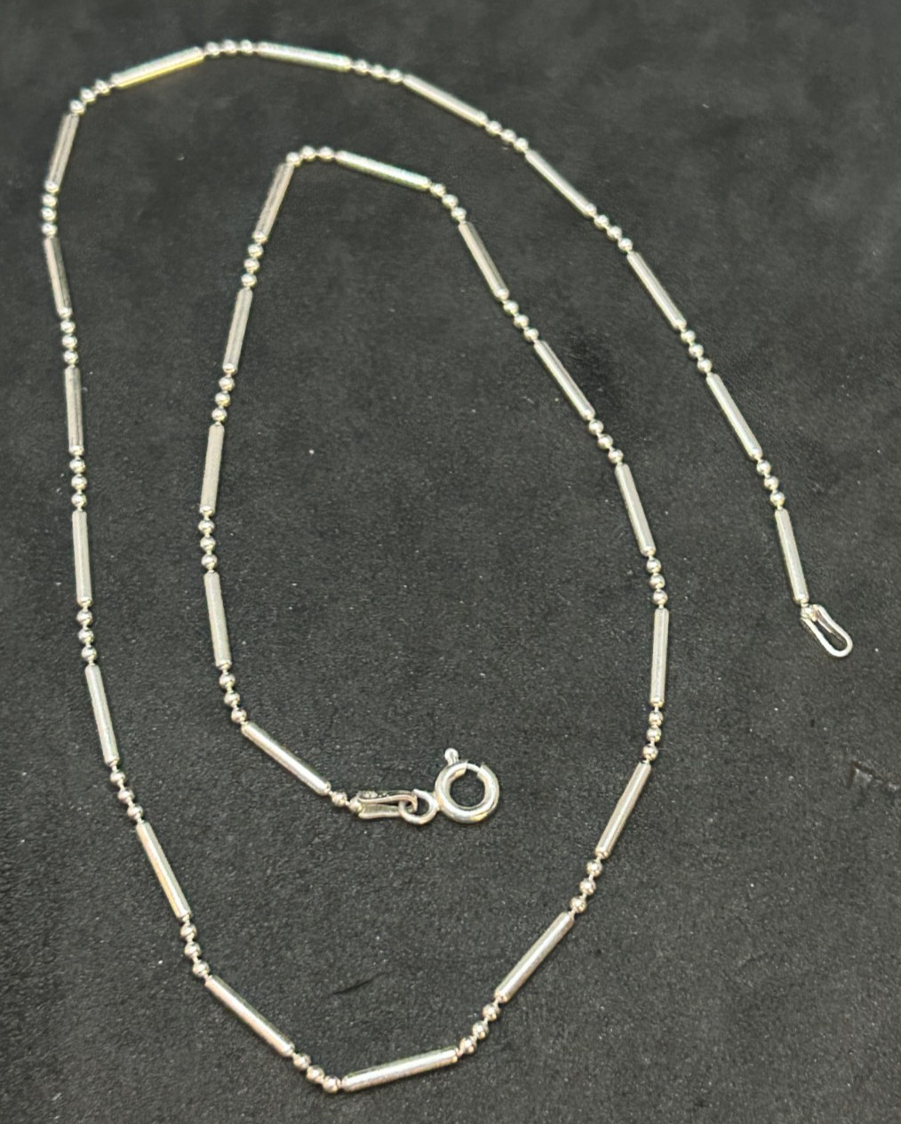 925 Sterling 1.4mm Bar and Bead Necklace 18in – 3.79g