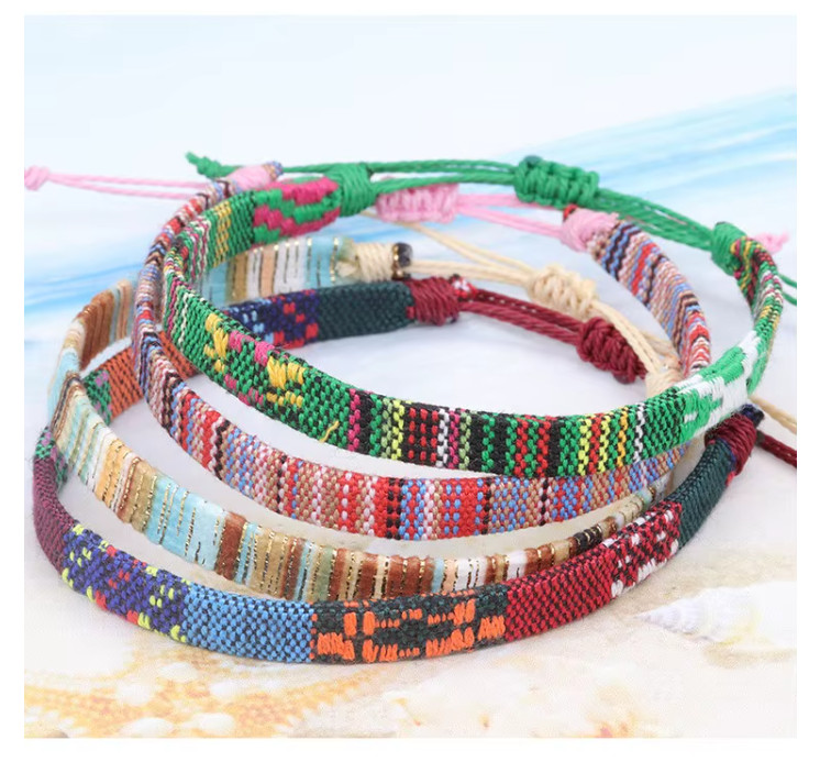 Handmade Surfer Bracelet, Adjustable Boho Woven Cord Gift Unisex, Waterproof