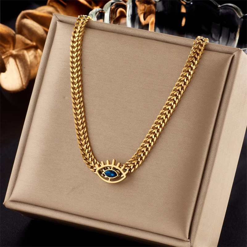 Ball Bead Chain Necklace 316L Stainless Steel Imitation Pearl Women Jewelry