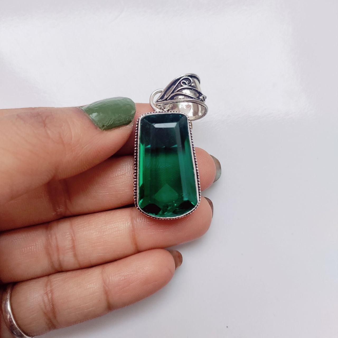 Paraiba Tourmaline Gemstone Handmade 925 Sterling Silver Jewelry Pendant 1.80″