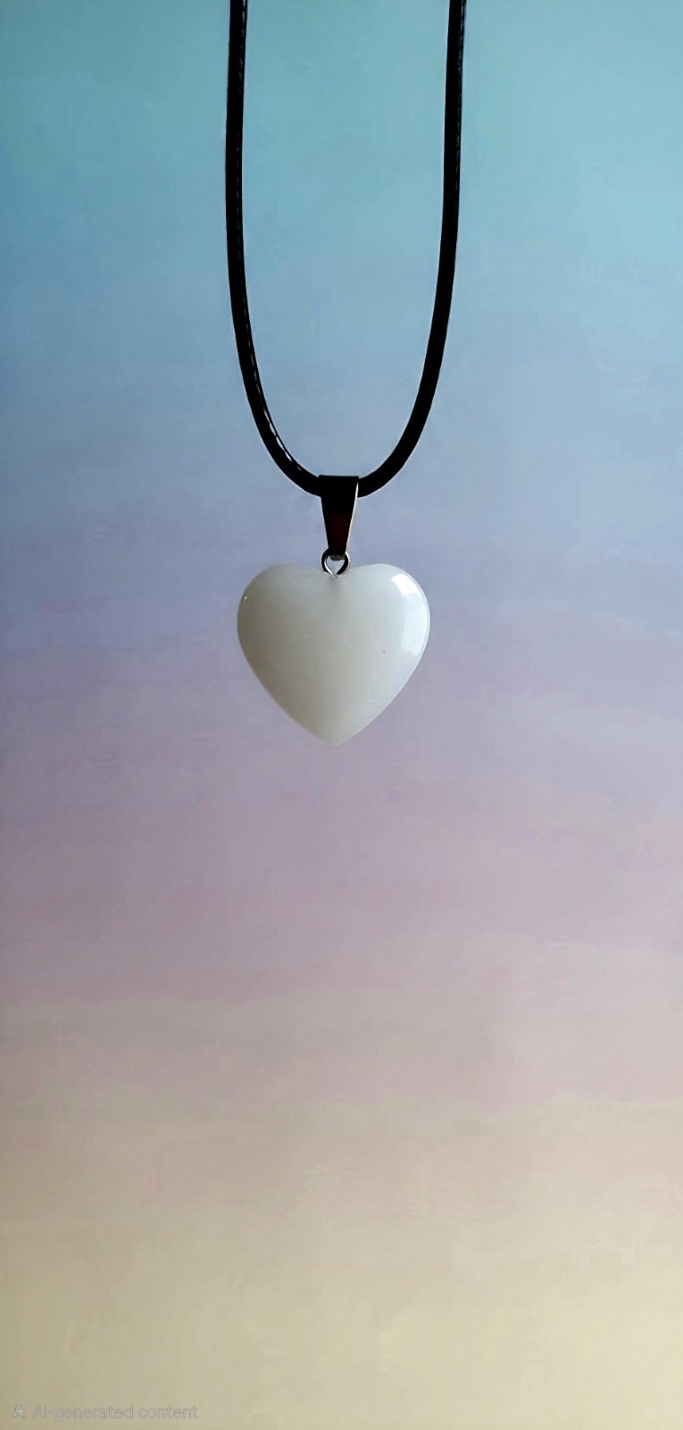 Fashion White Stone Heart Pendant 16mm with Snake Chain Necklace