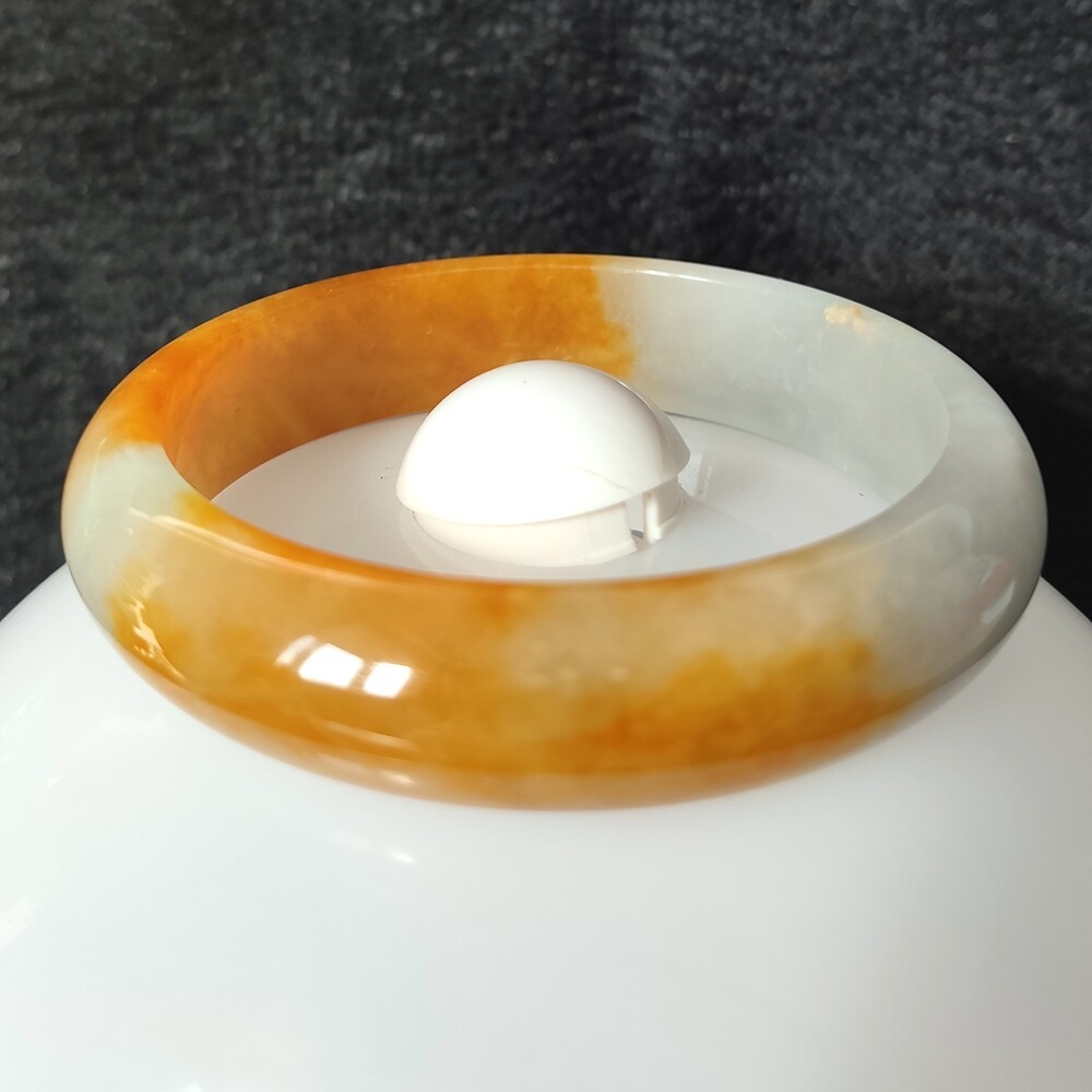 Certified Grade A Yellow 59mm Natural Burma Jade jadeite Bangle Bracelet 4810