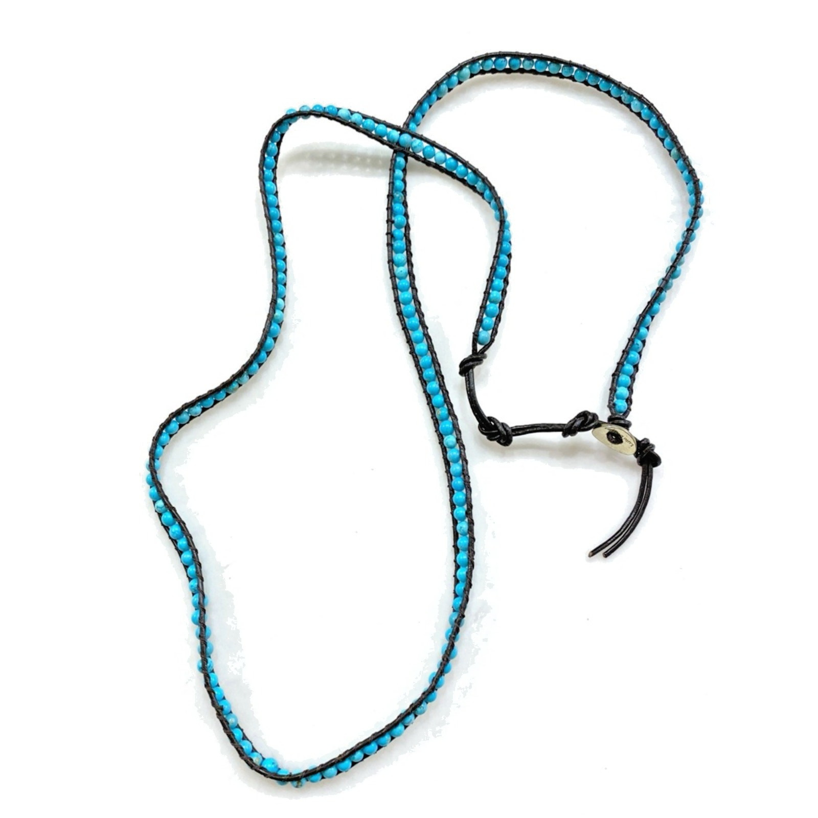 Turquoise Beaded Leather Wrap Necklace