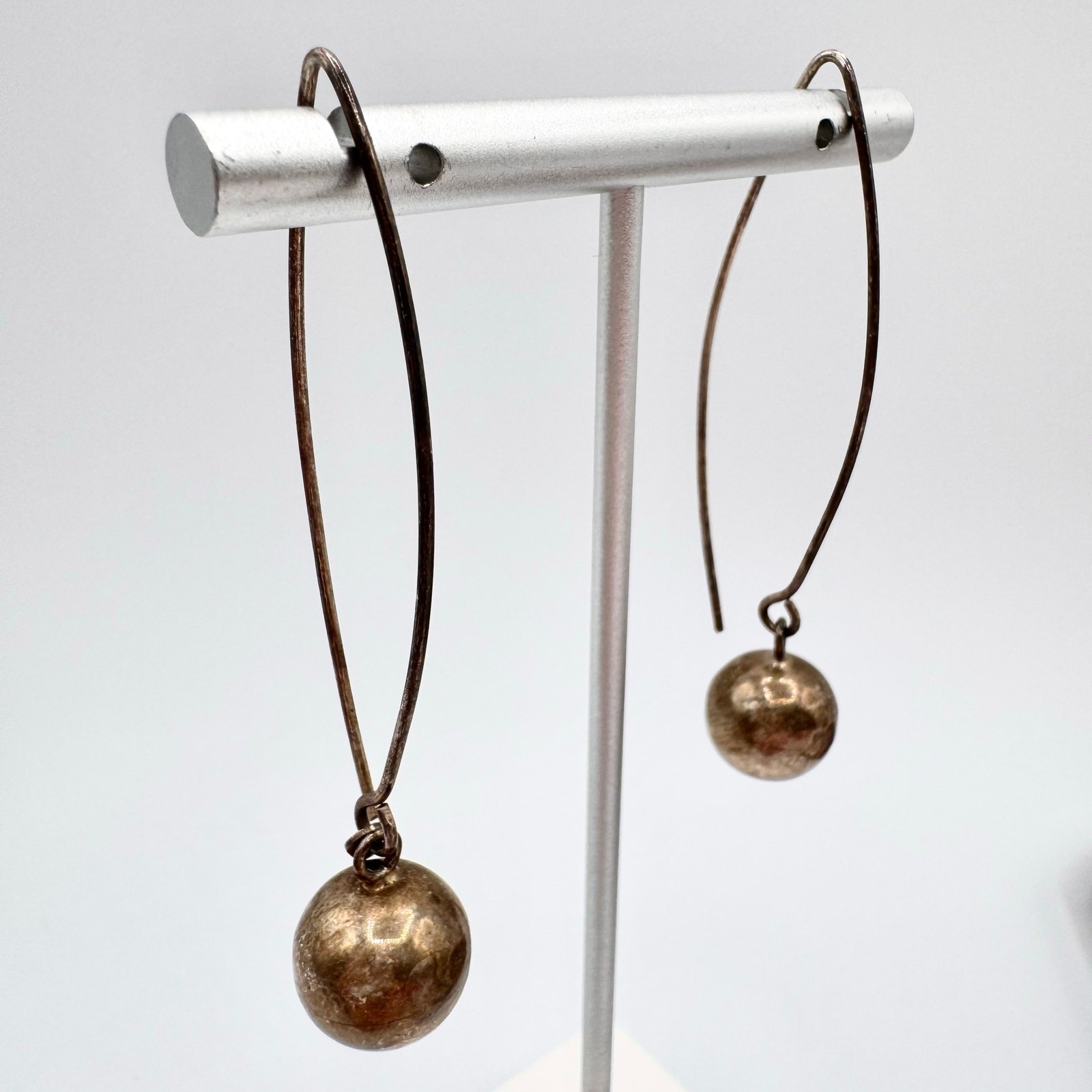 MEX 925 Sterling Silver Ball Threader Earrings Long Duster 2 1/2” Length 3.59 G
