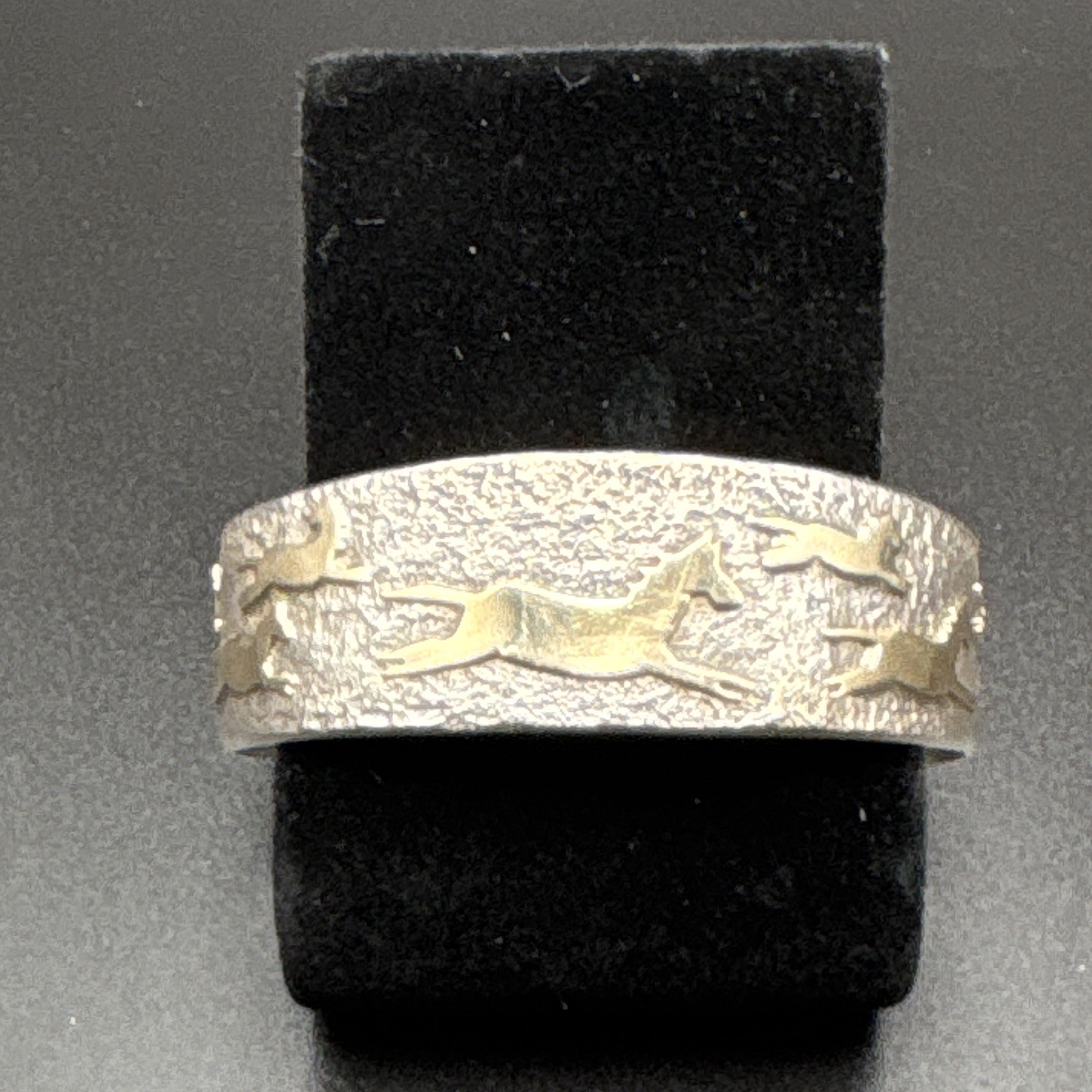 Paul Sazbo Sr. Silver 925/14K Gold Accent Running Horses Cuff Bracelet 43.83g