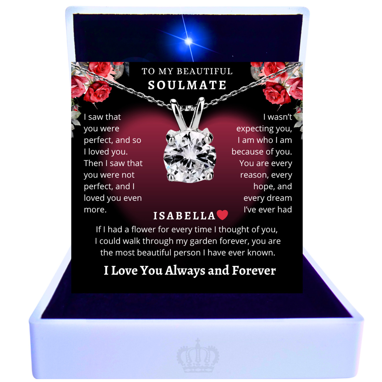Solitaire Soulmate CUSTOM Romantic Love Necklace Girlfriend Birthday Gifts