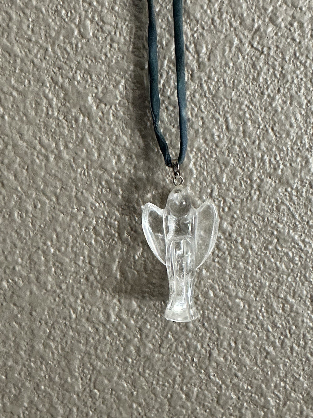 Blue Cord Chain Necklace Clear Acrylic Angel Charm Pendant 24 in Pendant Style