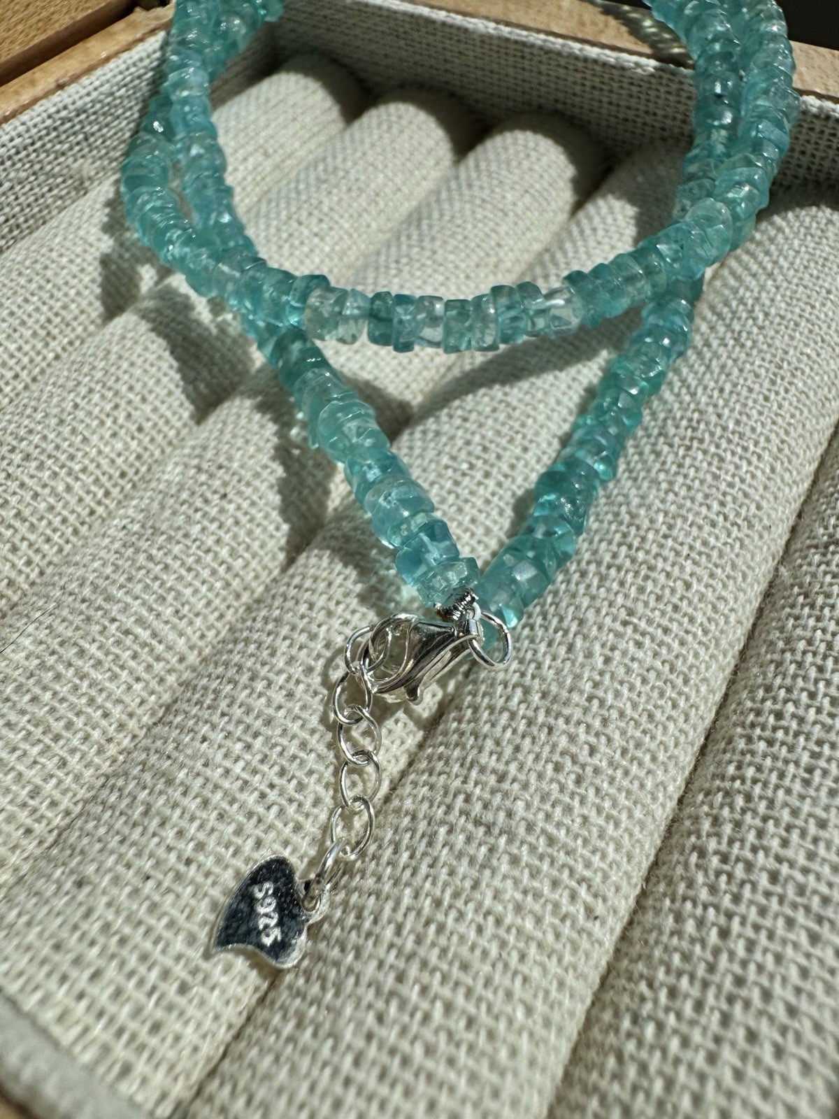 Natural blue Apatite 3.6mm necklace / Choker Total Length 40cm + 1.5cm S925