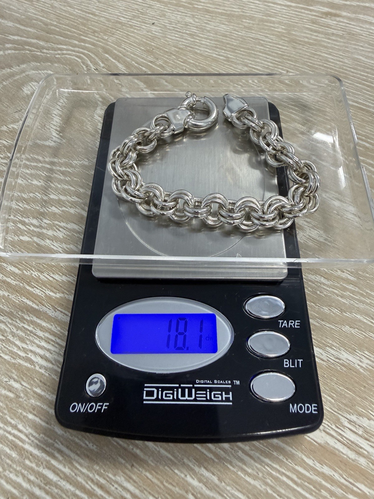 Heavy Sterling Silver Double Curb Link Chain Bracelet with Toggle Clasp