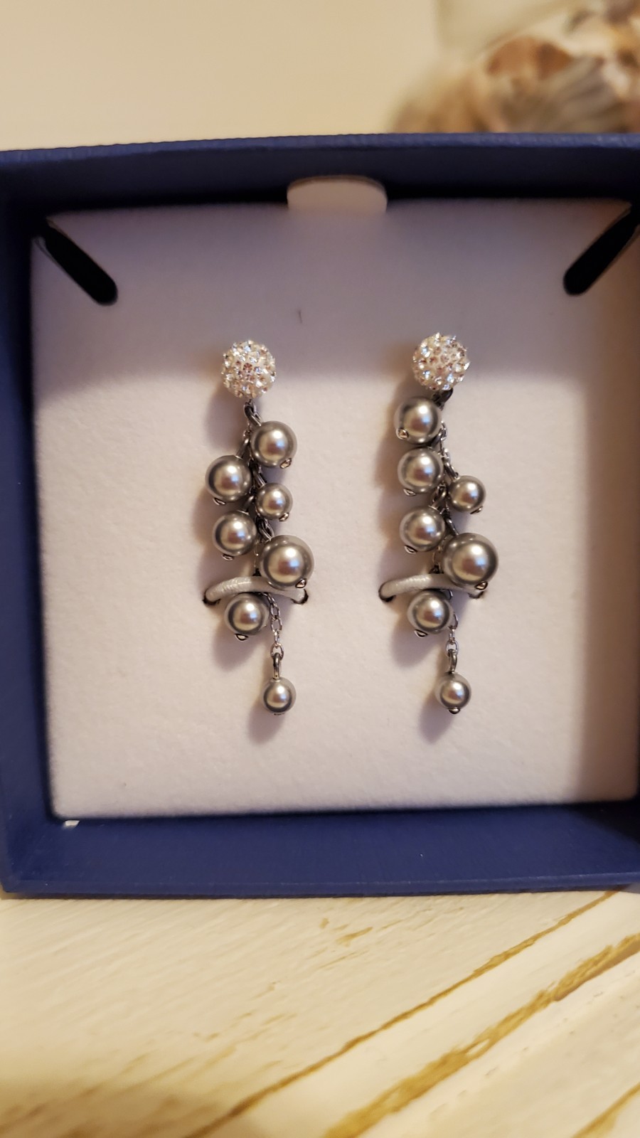 NEW Swan Signed SWAROVSKI Rumor Earrings – #1145703 long dangle cluster balls