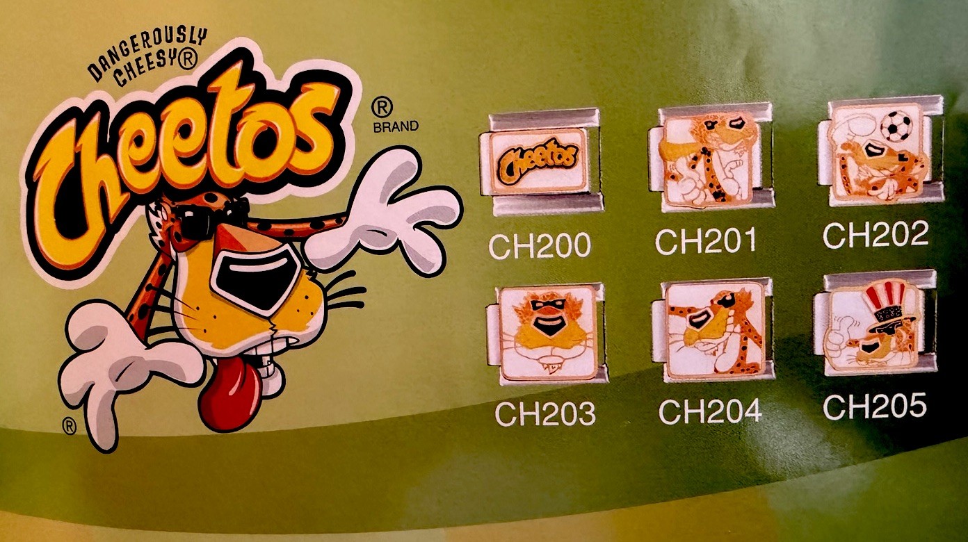Vintage “CHEETOS” ORIGINAL Italia CHEETOS TM LOGO Food CHARM fits 9MM Bracelet