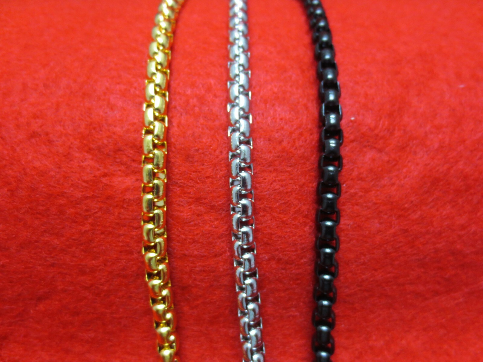 7″-60″ STAINLESS STEEL GOLD,SILVER,BLACK PLATED 5MM SMOOTH BOX ROUND ROPE CHAIN