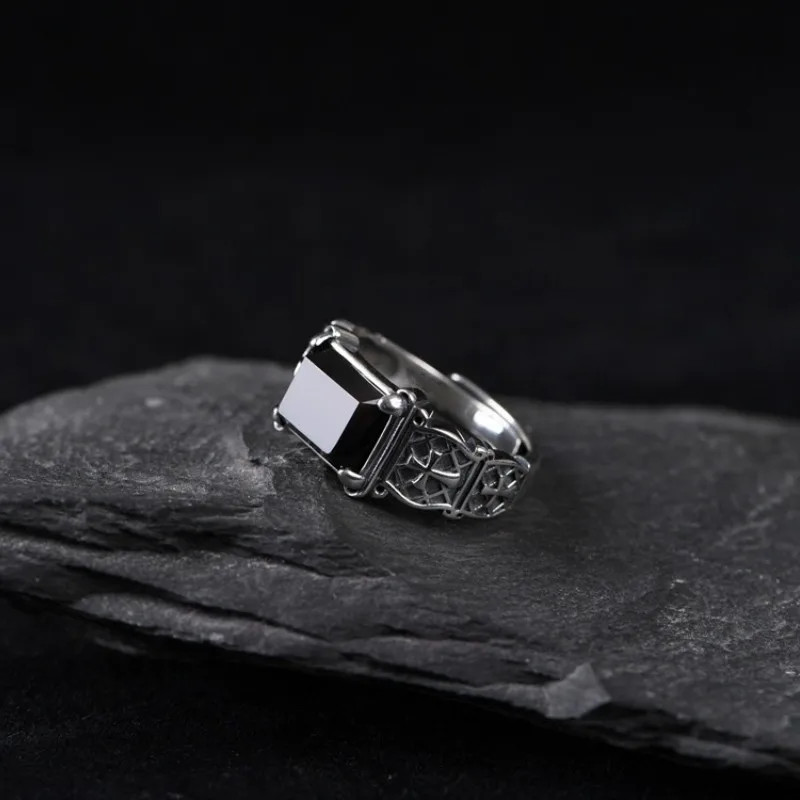 HX Silver Color New Cross Ring Men’s Personality Dominant Trend Hip Hop