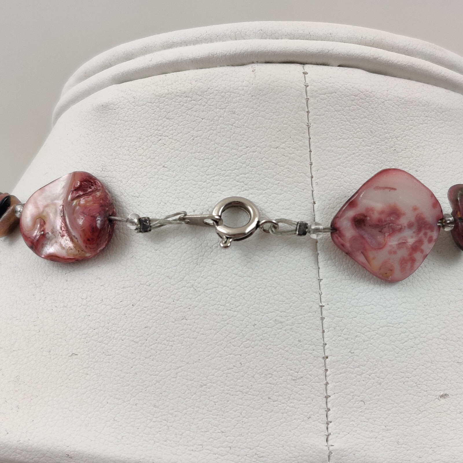 Pink Color Plated Natural Freshwater Shell and Stone Necklace