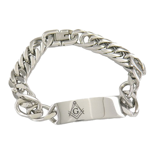 Engravable ID Freemason Bracelet / Masonic Jewelry Stainless Steel Chain Links