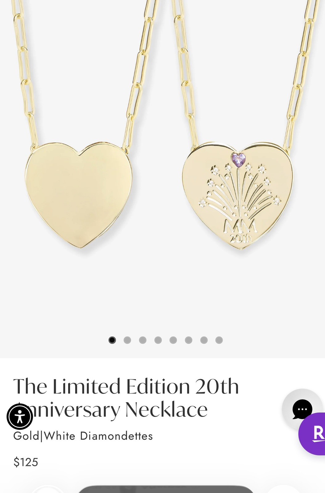 Melinda Maria Limited Edition Reversible Anniversary Heart Tag Necklace Gold