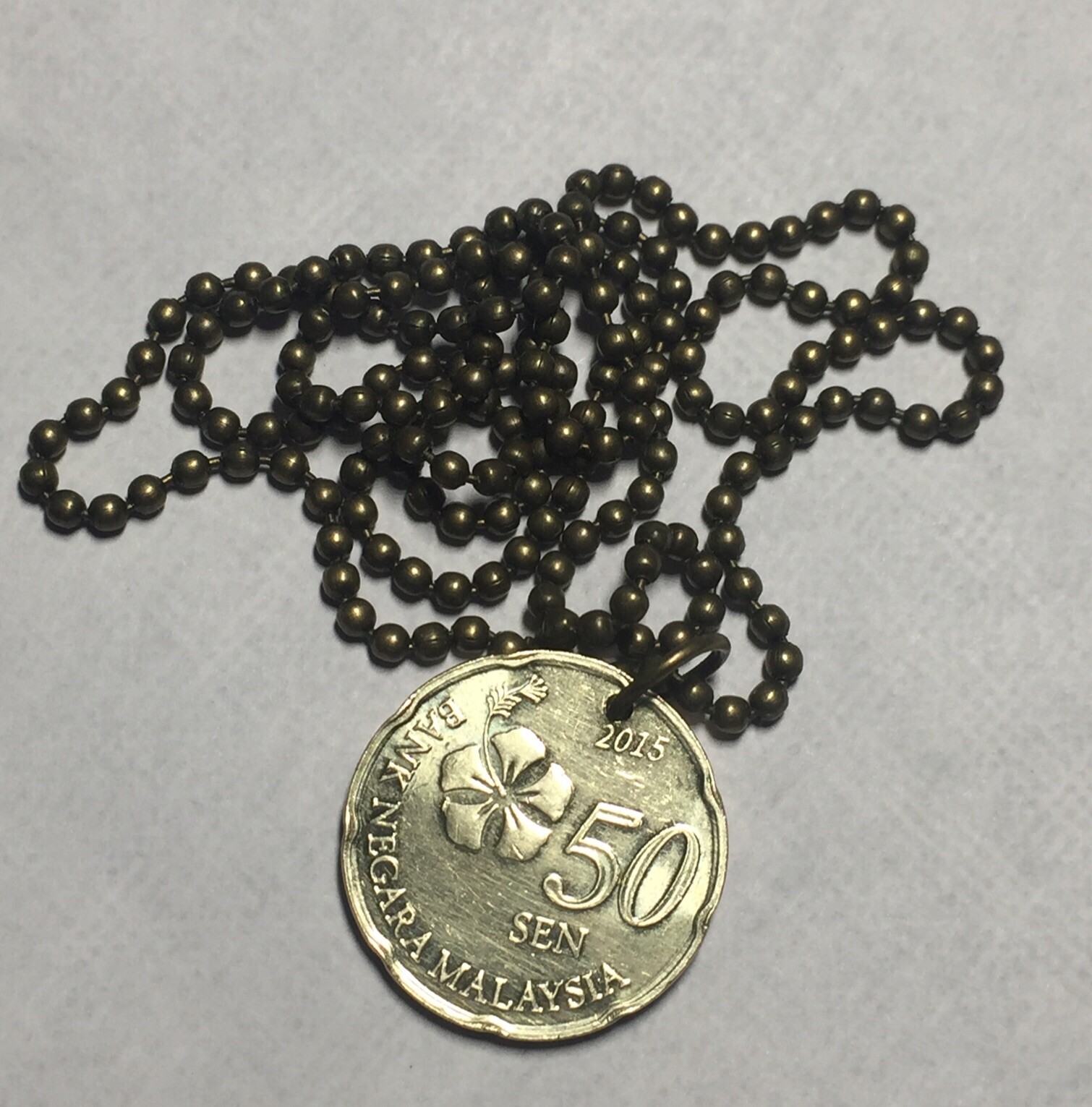 Malaysia 50 Sen Coin Pendant Necklace