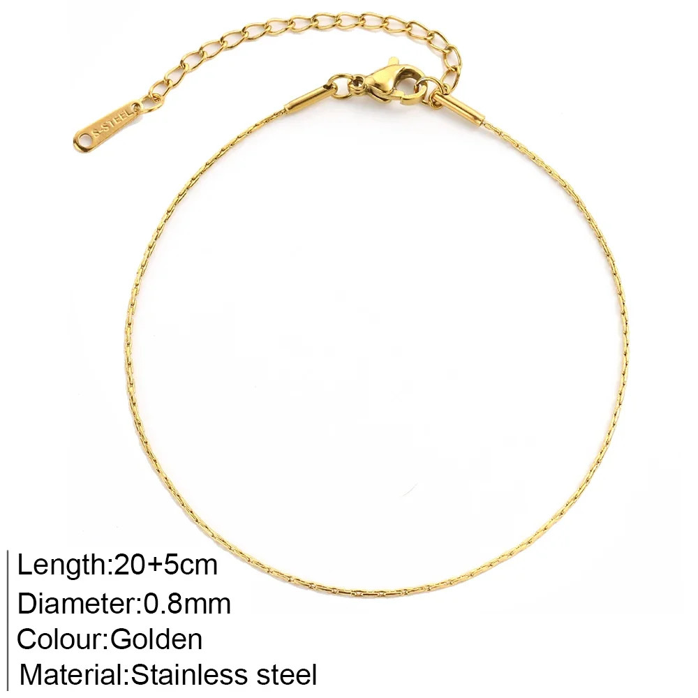 Good Quality Women’s High-end Stainless Steel Anklets Box Chain Clip Bead Chain